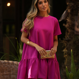 VESTIDO TRUST MAGENTA Y NARANJA