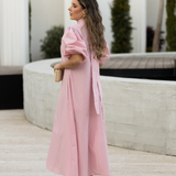VESTIDO VALIENTE EDEN VERDE Y FUCSIA