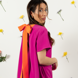 VESTIDO TRUST MAGENTA Y NARANJA