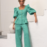 BUTTERFLY BLOUSE & COAT TURQUOISE