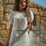 LUNA BLOUSE BEIGE & WHITE