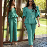 BUTTERFLY SLIM PANTS TURQUOISE LIMITED