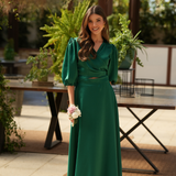 VESTIDO DE SATÉN FÉNIX VERDE RUBÍ