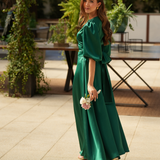 VESTIDO DE SATÉN FÉNIX VERDE RUBÍ