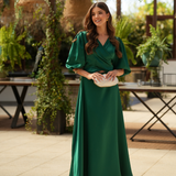 VESTIDO DE SATÉN FÉNIX VERDE RUBÍ