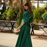 VESTIDO DE SATÉN FÉNIX VERDE RUBÍ