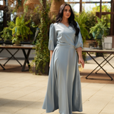 VESTIDO DE SATÉN FÉNIX AZUL CIELO