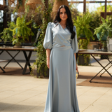 VESTIDO DE SATÉN FÉNIX AZUL CIELO