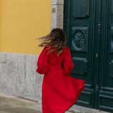 VESTIDO VALIENTE EDEN VERDE Y FUCSIA