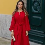 VESTIDO VALIENTE EDEN VERDE Y FUCSIA