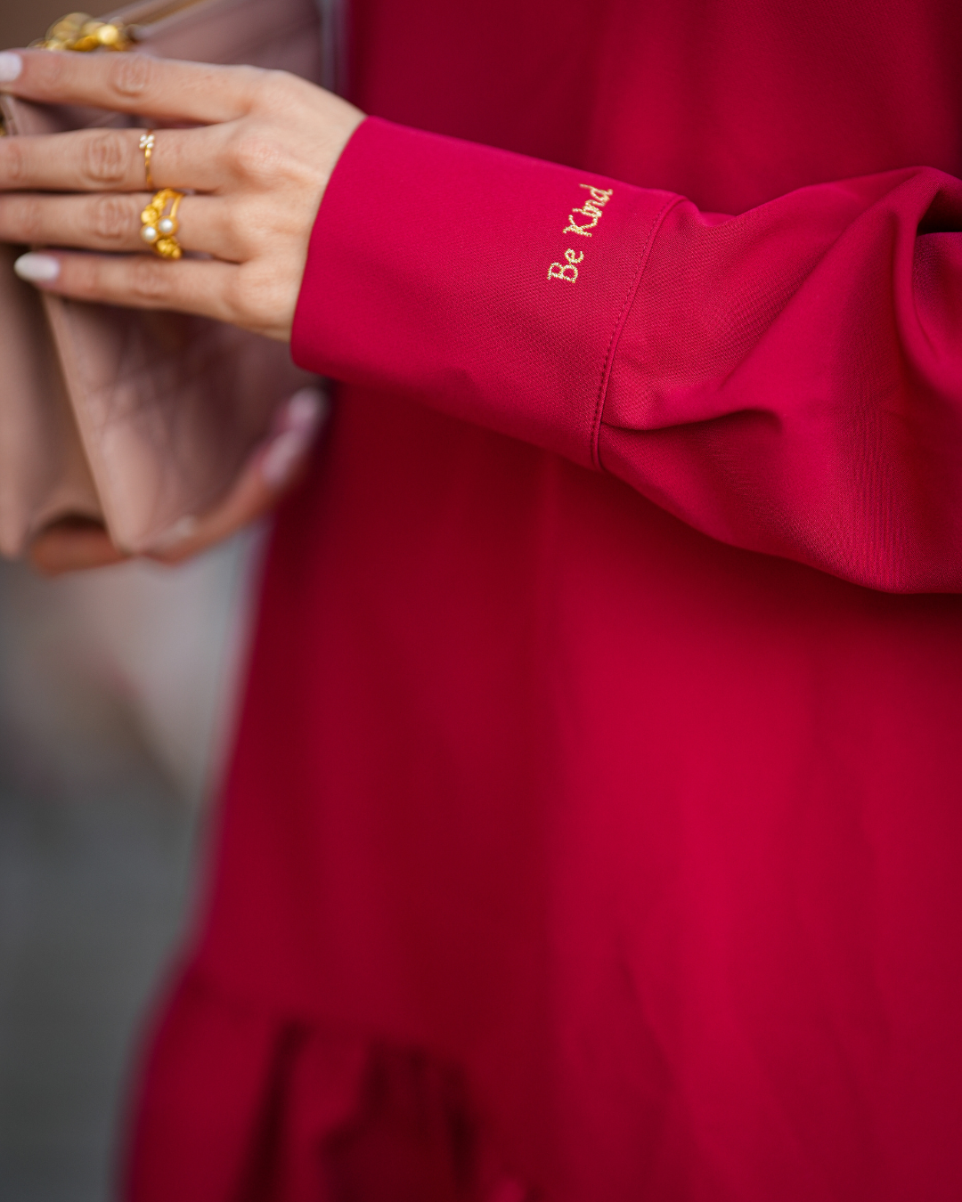 VESTIDO BE KIND - TERCIOPELO ROJO