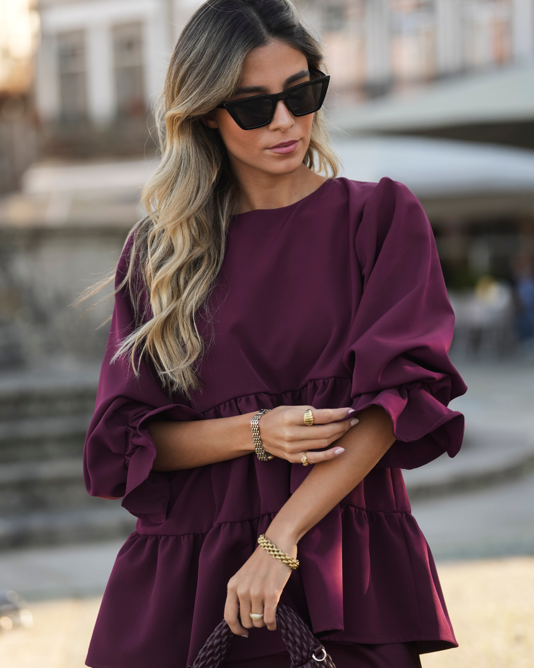 BE LOVE BURGUNDY BLOUSE