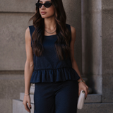 FLOWER PANTS MARITIME BLUE