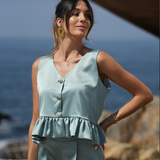 POWER TOP SATIN PASTEL TURQUOISE
