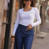 PERFECT DENIM COTTON PANTS