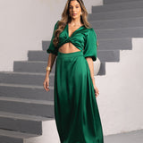 FÉNIX SATIN DRESS RUBY GREEN