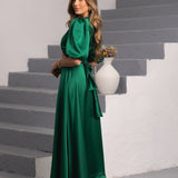 FÉNIX SATIN DRESS RUBY GREEN