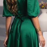 FÉNIX SATIN DRESS RUBY GREEN