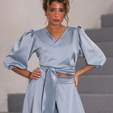 FÉNIX SATIN DRESS SKY BLUE