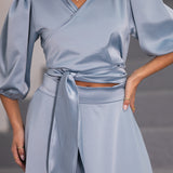 FÉNIX SATIN DRESS SKY BLUE