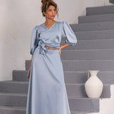 FÉNIX SATIN DRESS SKY BLUE